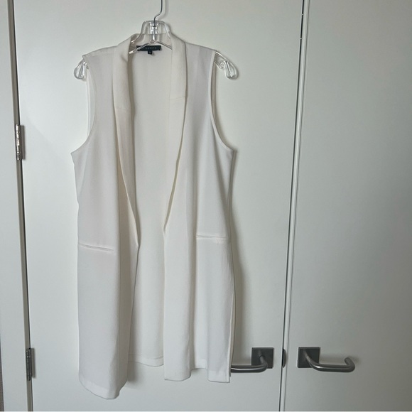 Dynamite Chic Crepe knit Off white/Cream Open-Front Duster Vest Size L - Picture 7 of 7